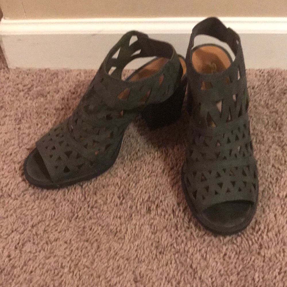 Olive green block heels